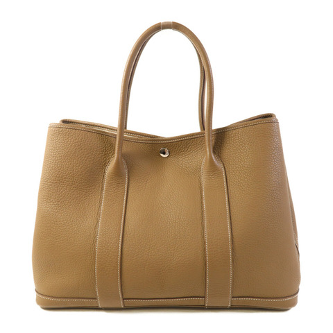 HERMES Negonda皮革Garden Party PM銀扣手挽袋Etoupe
