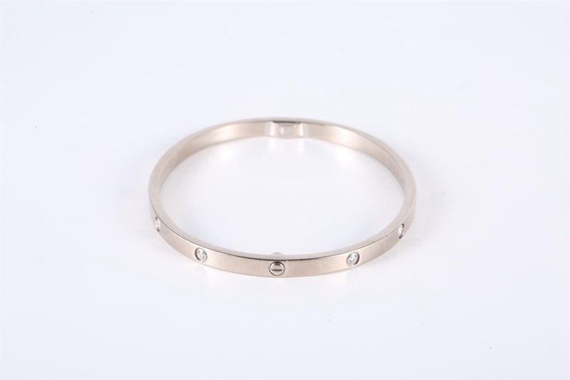 CARTIER(卡地亞) LOVE 18K金 十鑽手鐲 窄版 18k白金 18K白金/鑽石 17號 白金-1