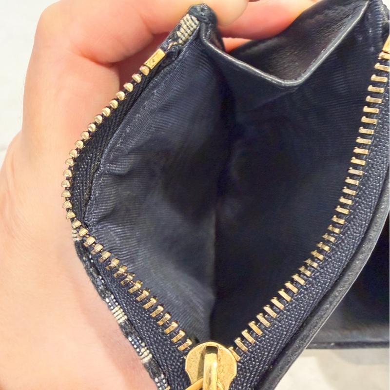 Dior Saddle 藍緹花布三折短夾-17