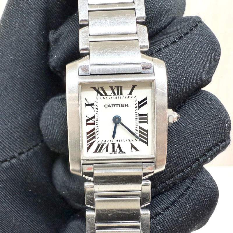 Cartier石英鋼質錶帶TANK手錶/2384-5