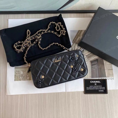 CHANEL 限量 山茶花 黑金雙子woc發財包