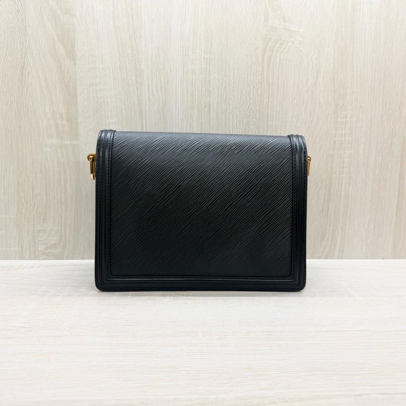 LV黑色金釦epi牛皮達芙妮MM肩側背包 M56141-3