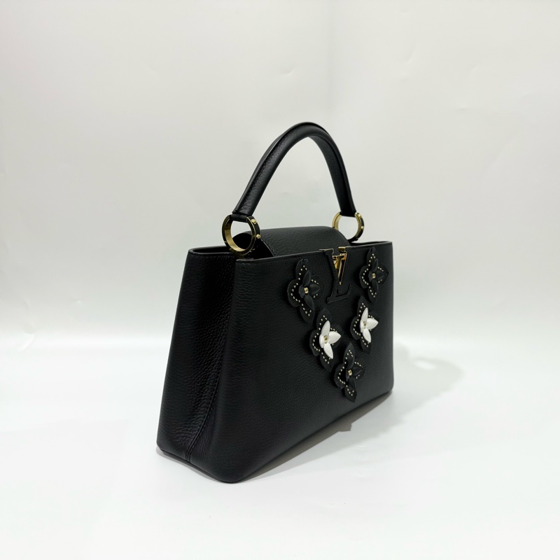 LV黑色牛皮拚黑白花卉造型Capucines MM/ M53850-3