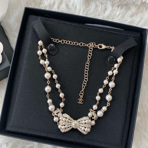 香奈兒 chanel 20A 蝴蝶結 雙層 珍珠 choker 項鍊