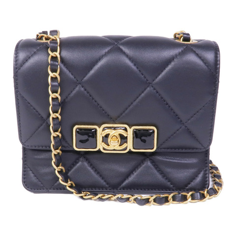 CHANEL 羊皮皮革Chain Shoulder金扣鏈帶肩背袋