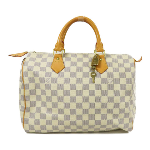 LOUIS VUITTON Damier Azur Speedy 30金扣手挽袋