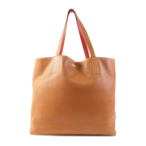 HERMES Clemence皮革Double Sens 35肩背袋Gold/Rouge Casaque