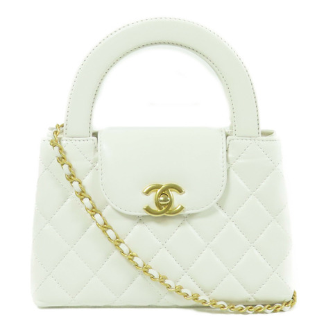 CHANEL 羊皮皮革Kelly Mini 19cm金扣鏈帶手挽肩背兩用袋
