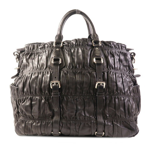 PRADA 羊皮皮革Hand Bag銀扣手挽袋