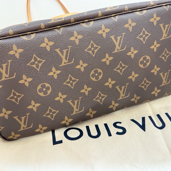 LV M46987 NEVERFULL MM 老花內櫻桃紅色中款 購物包(附小包)-1