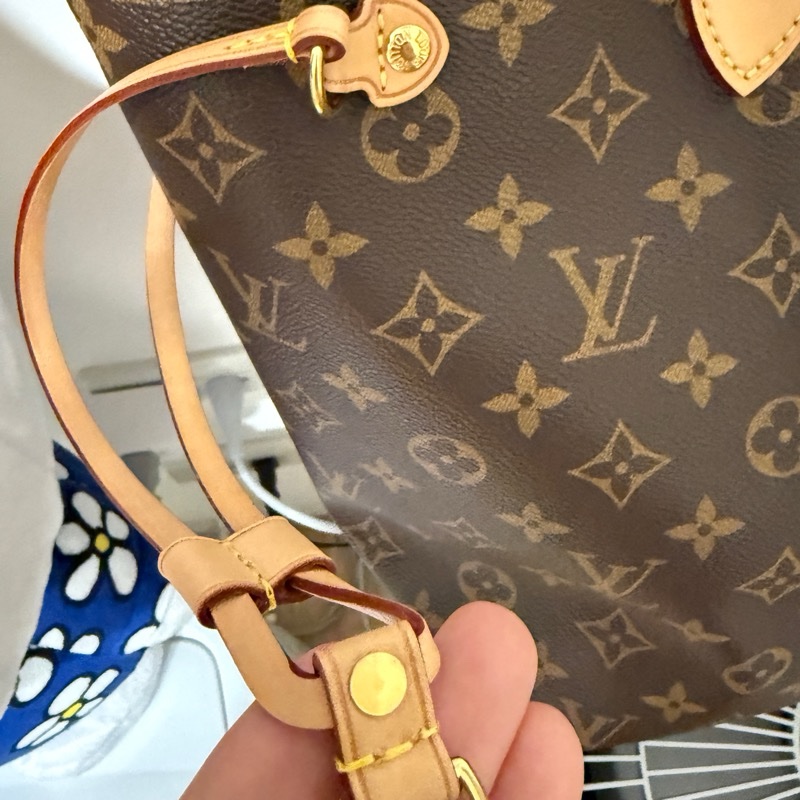 LV M46987 NEVERFULL MM 老花內櫻桃紅色中款 購物包(附小包)-4