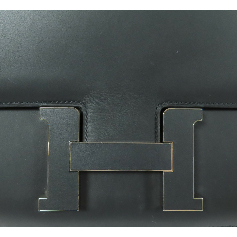 HERMES Sombrero皮革Constance 29銀扣肩背袋89 Noir-7