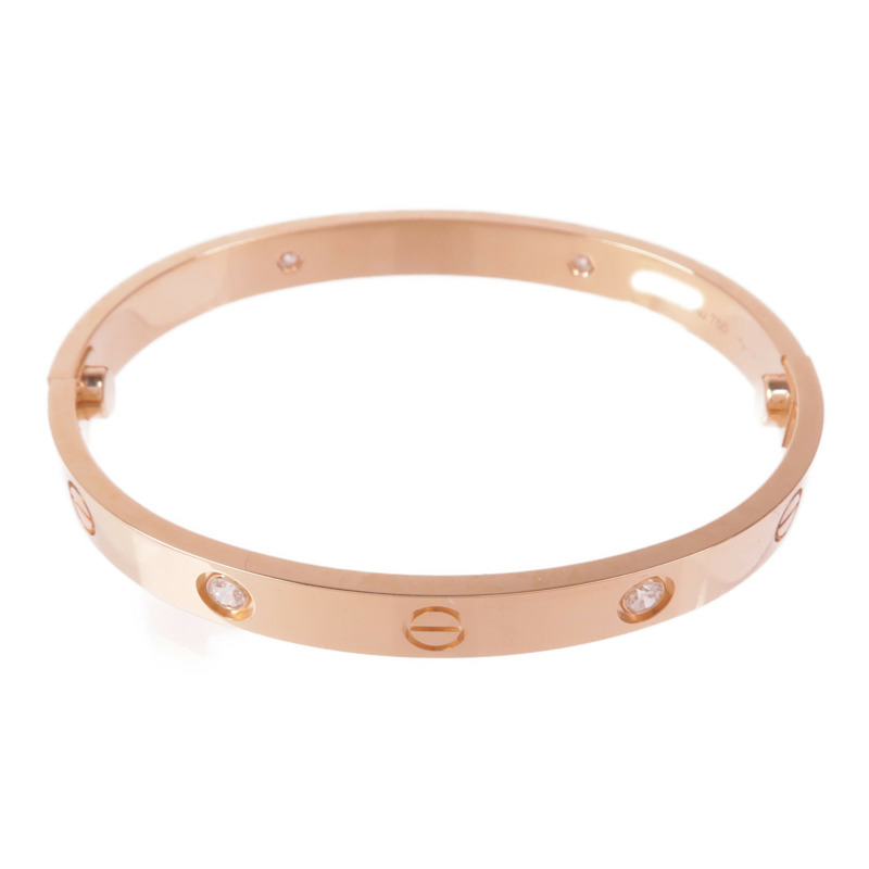 CARTIER 18K玫瑰金Love Bracelet 4P Diamond鑽石手鐲Cartier#17-2