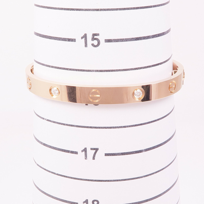 CARTIER 18K玫瑰金Love Bracelet 4P Diamond鑽石手鐲Cartier#17-7