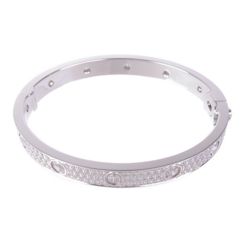 CARTIER 18K白金Love Blaceret Full Diamond Bracelet鑽石手鐲Cartier#17-2
