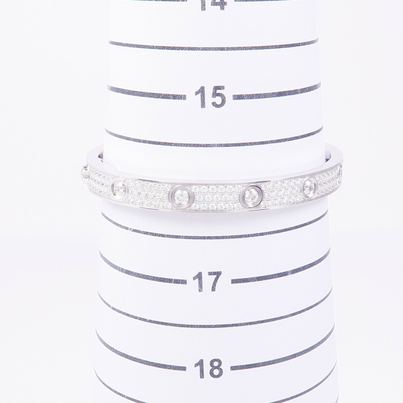 CARTIER 18K白金Love Blaceret Full Diamond Bracelet鑽石手鐲Cartier#17-8