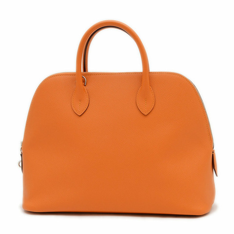 Hermes Hermès Bolide 1923 30 手提包，橙色，Epsom 皮革，銀色五金配件，C 印，缺少肩帶