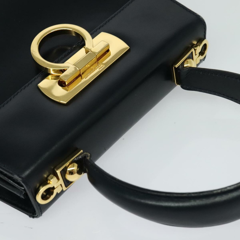 【日本直送】Salvatore Ferragamo Gancini 手提包 皮革 2 向 海軍藍 金色 正品 129297-5