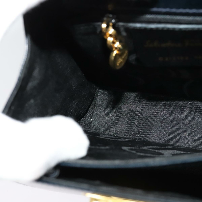 【日本直送】Salvatore Ferragamo Gancini 手提包 皮革 2 向 海軍藍 金色 正品 129297-18