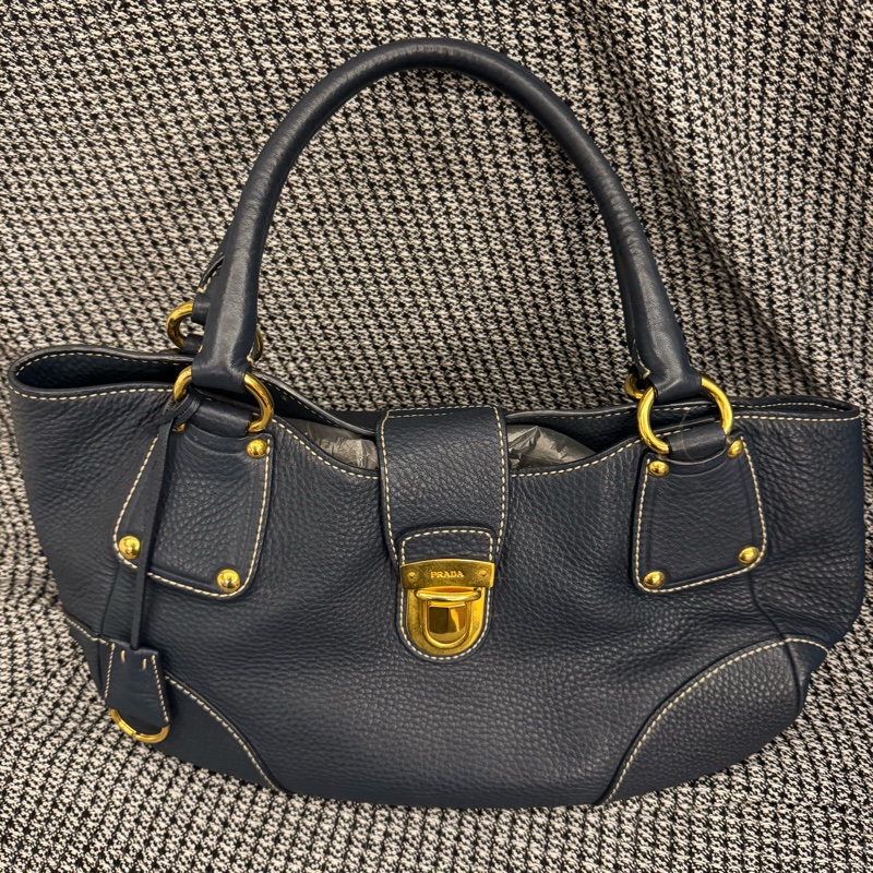 Prada真皮手提托特包-5