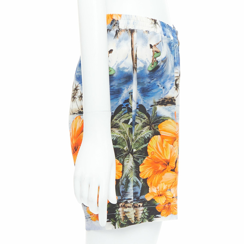 STELLA MCCARTNEY orange flower Hawaiian surfer print silk boxer shorts pant IT36-3
