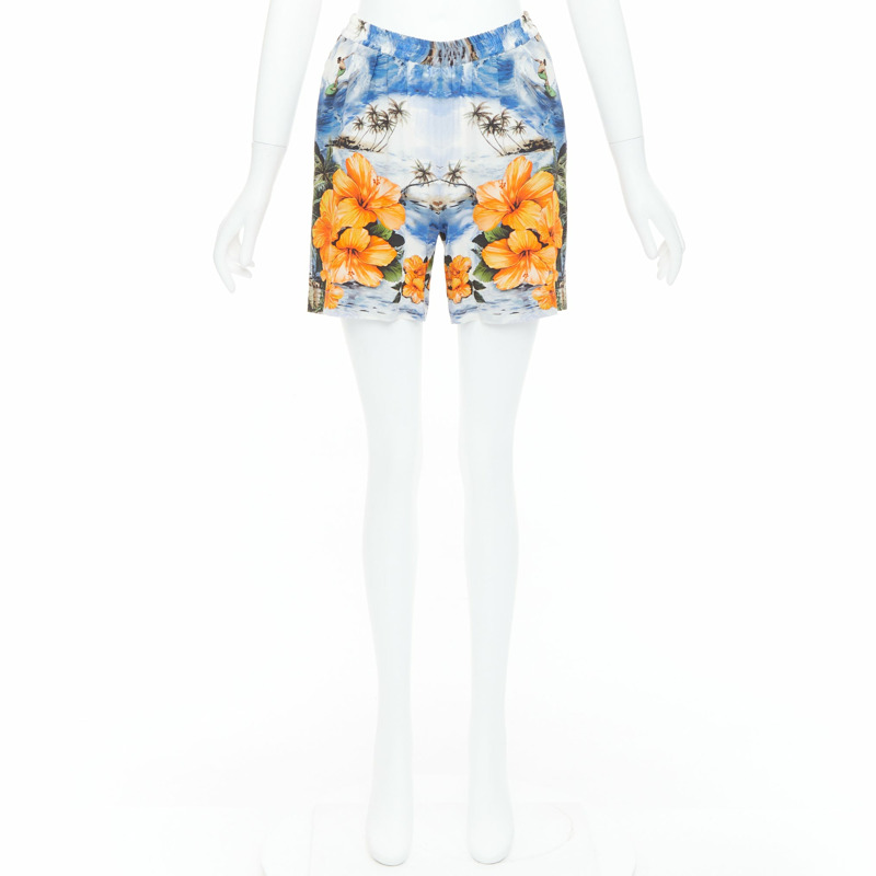 STELLA MCCARTNEY orange flower Hawaiian surfer print silk boxer shorts pant IT36-8