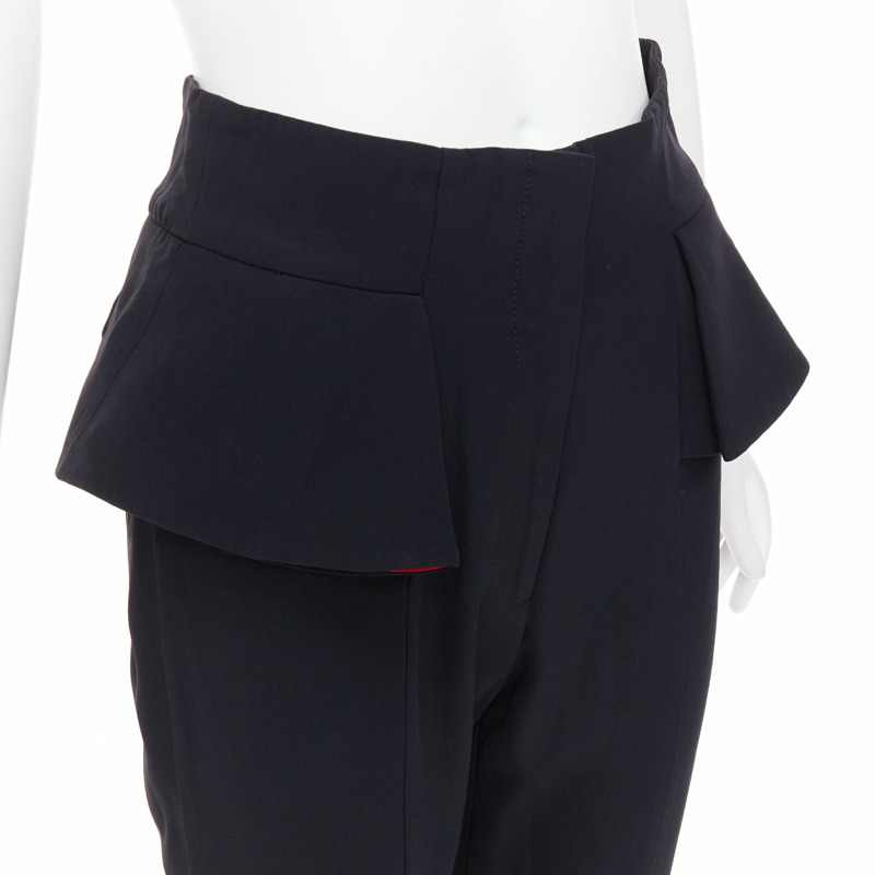 ALEXANDER MCQUEEN 2013 black red lined peplum cropped trousers IT40 S-6