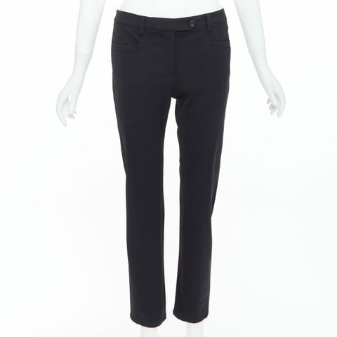 PRADA 2015 black twill horizontal pockets tapered trousers IT40 S