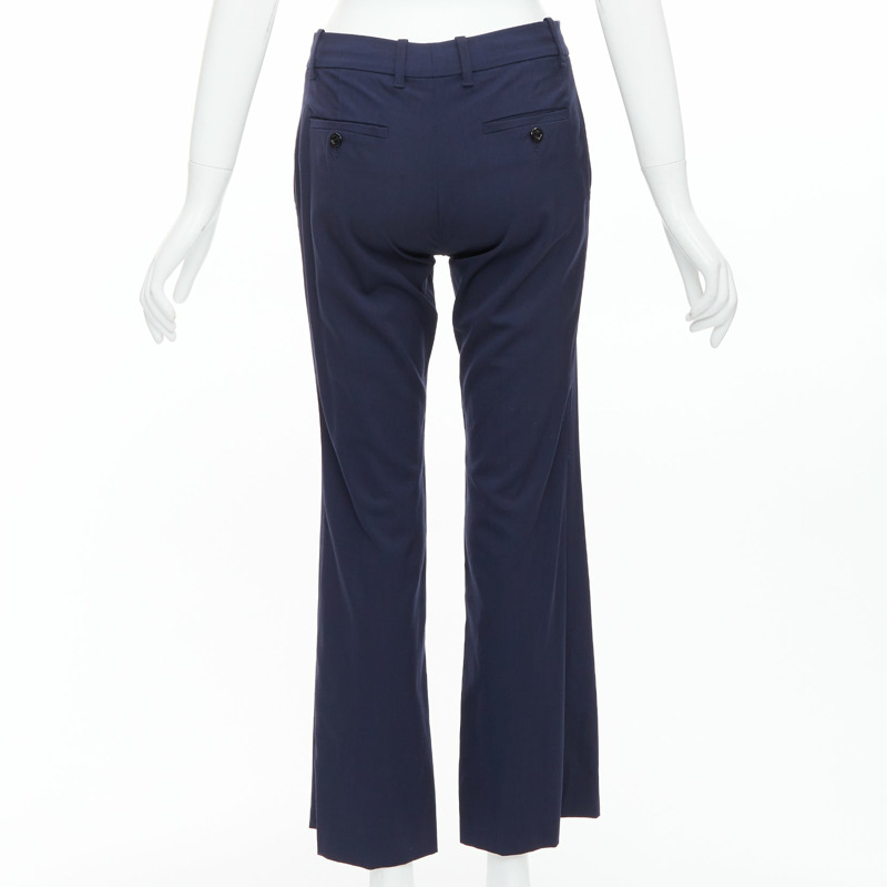 GUCCI Alessandro Michele 2017 navy bee embroidered flared pants IT38 XS-4