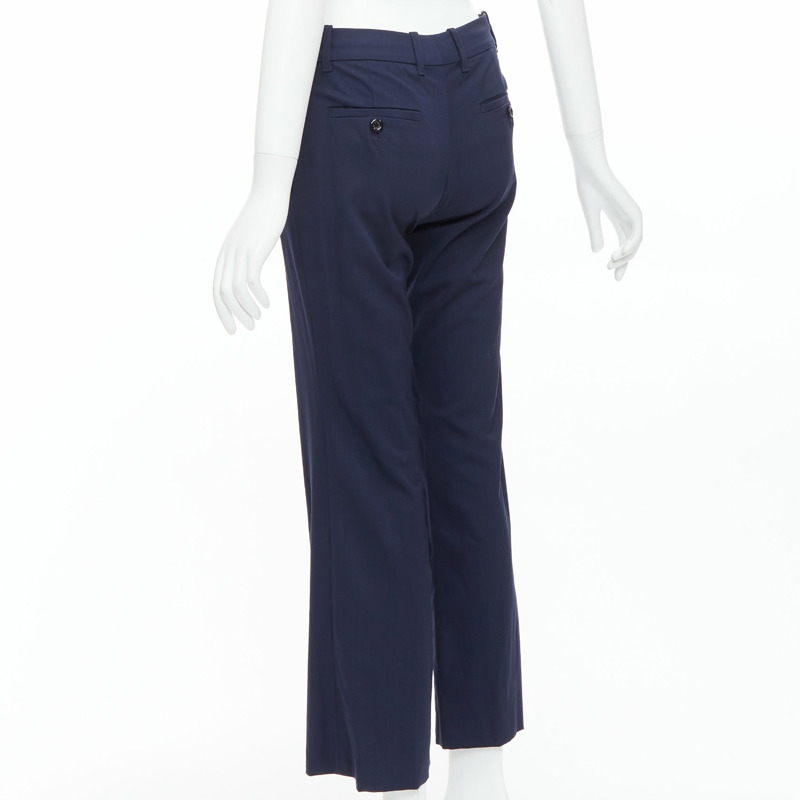 GUCCI Alessandro Michele 2017 navy bee embroidered flared pants IT38 XS-5