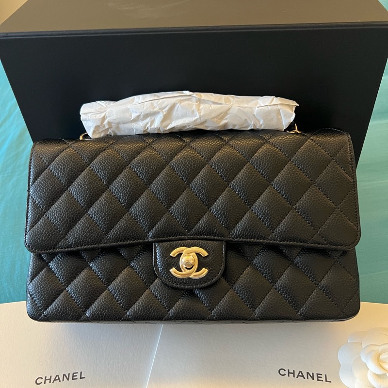 Chanel CF25 經典款/黑色荔枝牛皮-0