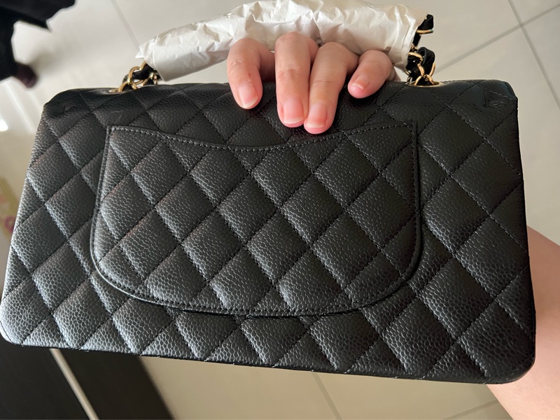 Chanel CF25 經典款/黑色荔枝牛皮-1