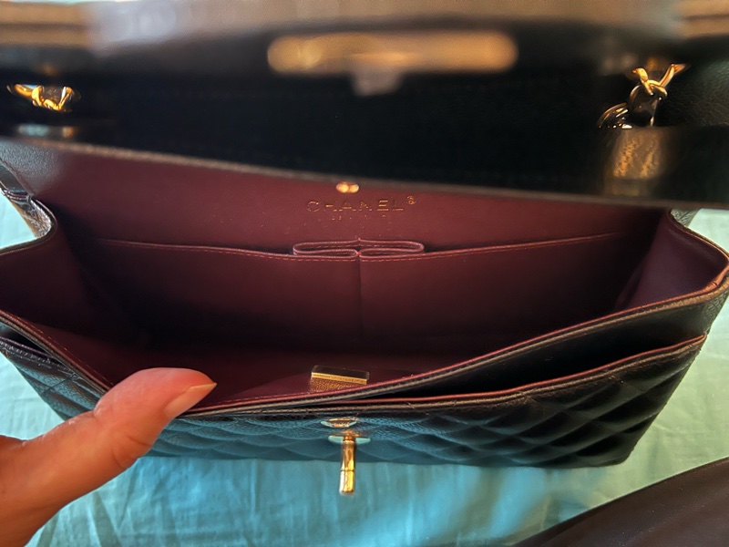 Chanel CF25 經典款/黑色荔枝牛皮-4