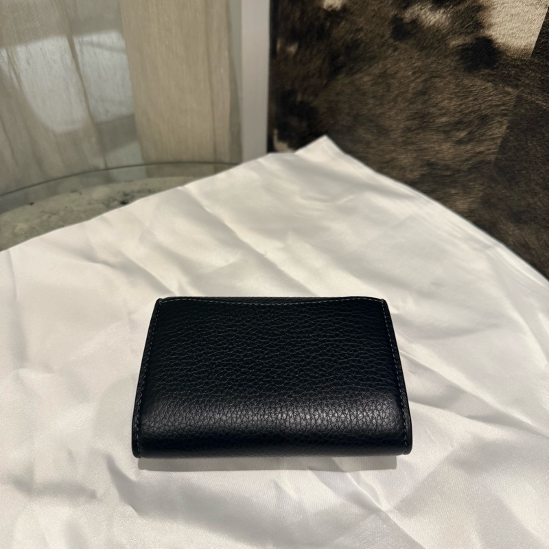 💎COACH黑色荔枝紋卡夾零錢小包-4