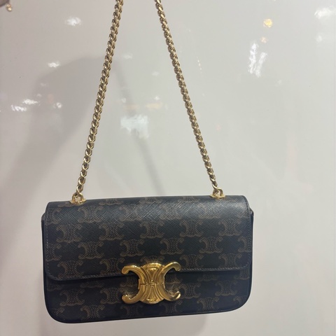 CELINE CLAUDE鏈帶款 凱旋門老花腋下包
