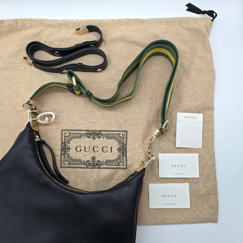 GUCCI Attache 經典金屬勾釦 雙背帶 斜背包-1