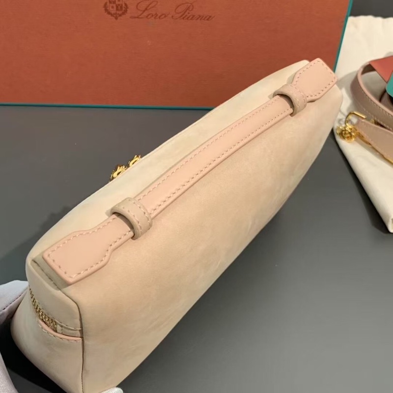 Loro Piana諾悠翩雅Extra Pocket L19奶油蜜蜂色鹿皮金扣 lp19 便當包 金扣-6