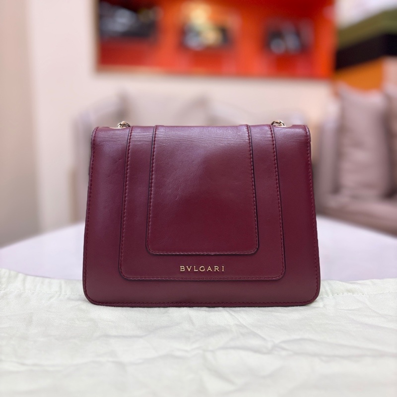 BVLGARI寶格麗Serpenti Forever蛇頭包 風琴包 紅色牛皮 小號-1