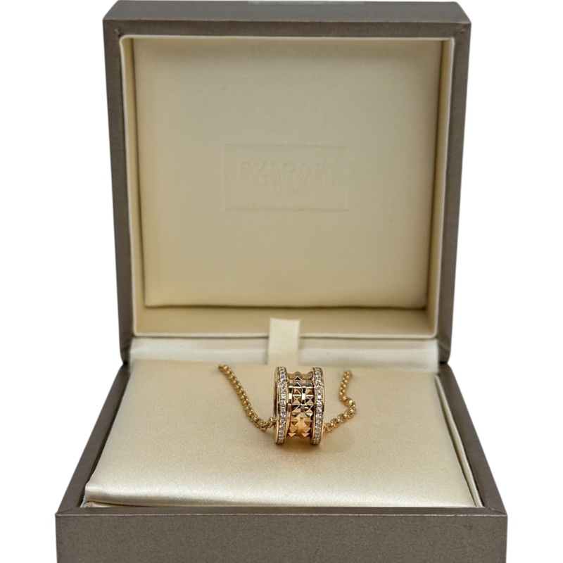 Bvlgari 750玫瑰金螺旋滿鑽B.Zero 1項鍊 360248-0