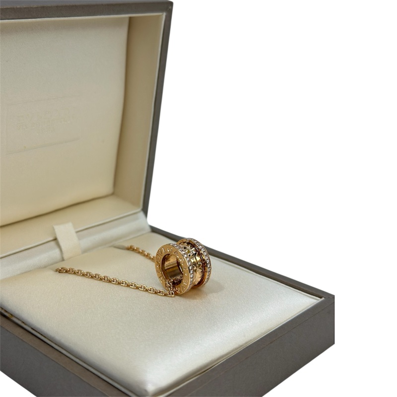 Bvlgari 750玫瑰金螺旋滿鑽B.Zero 1項鍊 360248-1