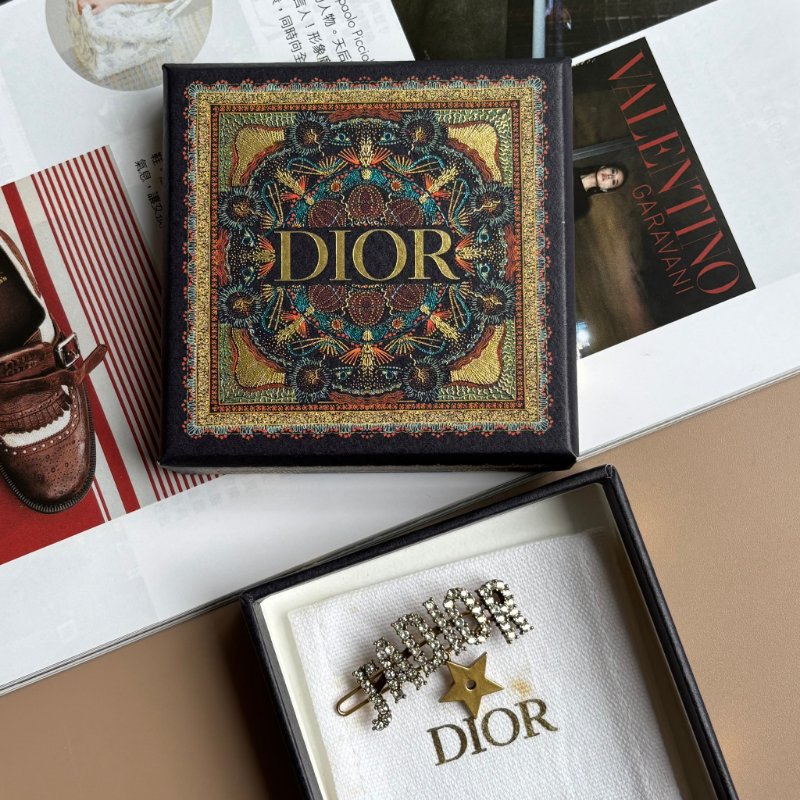 ::Christian Dior:: J'Adior 金色星星滿鑽髮夾 髮飾 名媛風-0