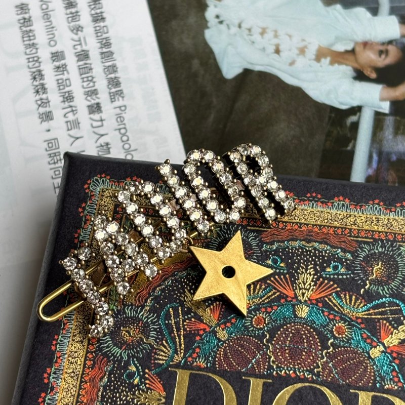 ::Christian Dior:: J'Adior 金色星星滿鑽髮夾 髮飾 名媛風-9