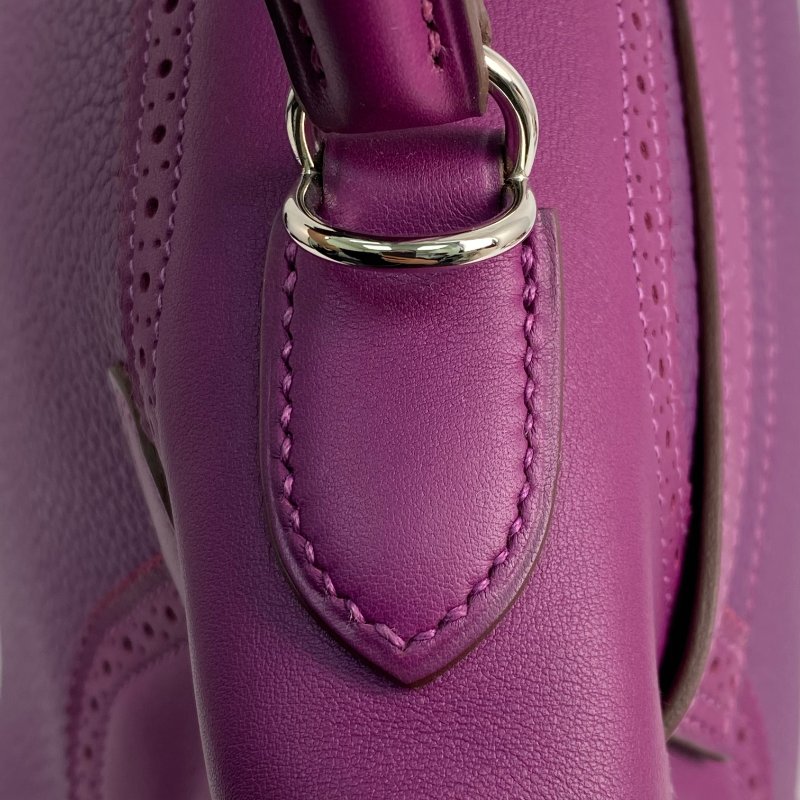 △ Hermes 愛馬仕 Anemone Togo Calfskin Kelly 32 Ghillies Palladium Metal 2 Way Bag Stamp[R] 海葵紫色粒紋小牛皮鍍鈀金屬兩用袋[R]刻 - 257014315-12