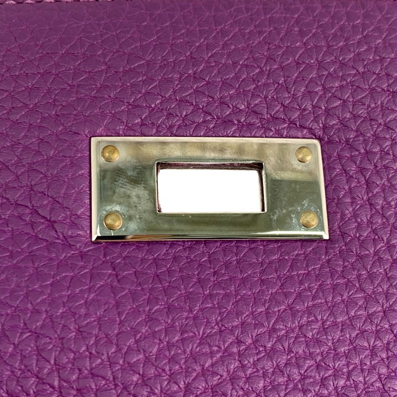 △ Hermes 愛馬仕 Anemone Togo Calfskin Kelly 32 Ghillies Palladium Metal 2 Way Bag Stamp[R] 海葵紫色粒紋小牛皮鍍鈀金屬兩用袋[R]刻 - 257014315-16