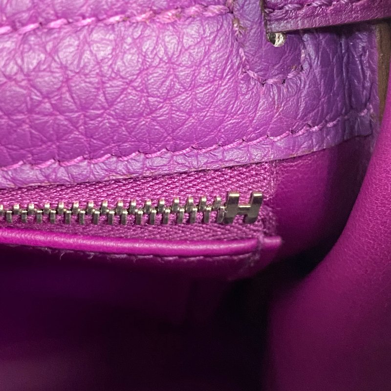 △ Hermes 愛馬仕 Anemone Togo Calfskin Kelly 32 Ghillies Palladium Metal 2 Way Bag Stamp[R] 海葵紫色粒紋小牛皮鍍鈀金屬兩用袋[R]刻 - 257014315-22