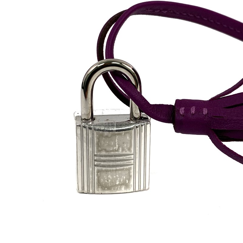 △ Hermes 愛馬仕 Anemone Togo Calfskin Kelly 32 Ghillies Palladium Metal 2 Way Bag Stamp[R] 海葵紫色粒紋小牛皮鍍鈀金屬兩用袋[R]刻 - 257014315-27