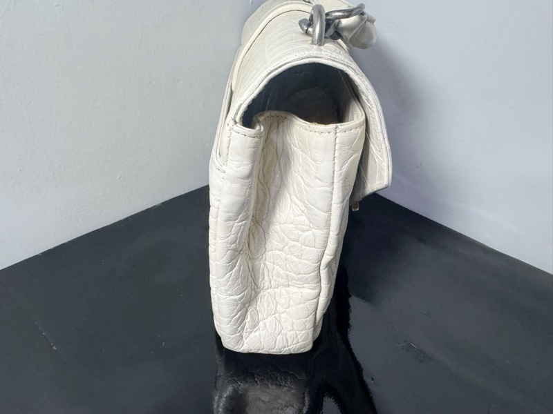 YSL鱷魚皮白色肩背包-6