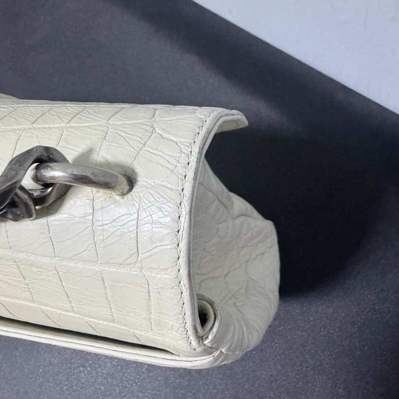 YSL鱷魚皮白色肩背包-13