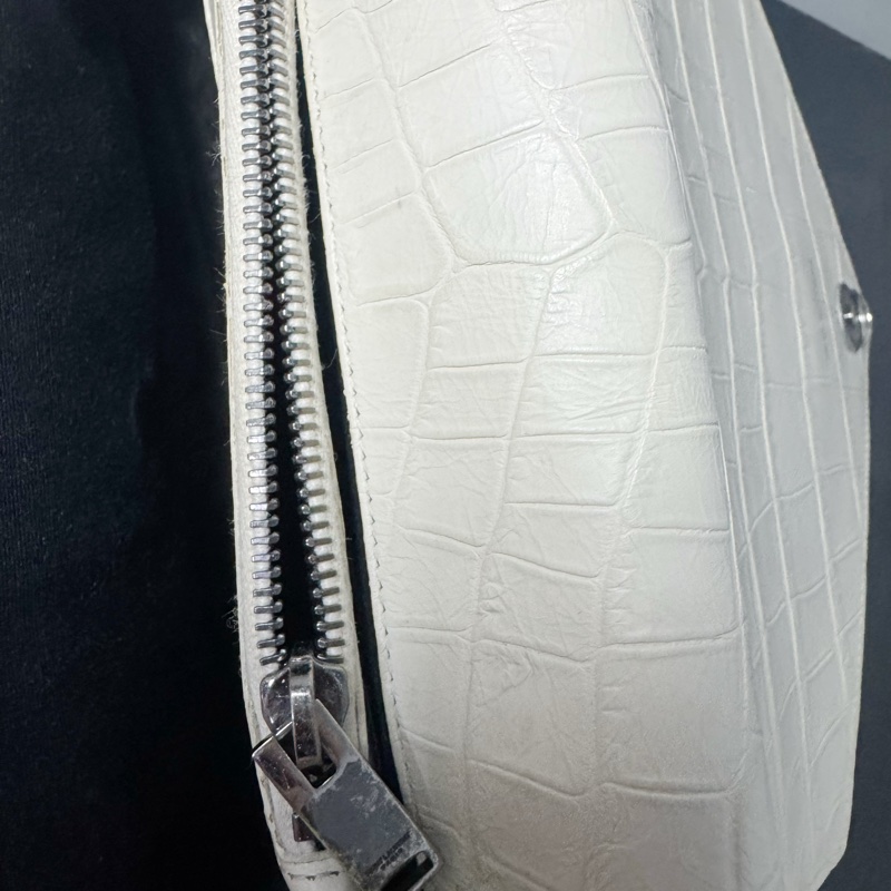 YSL鱷魚皮白色肩背包-14