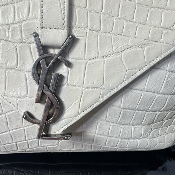 YSL鱷魚皮白色肩背包-20